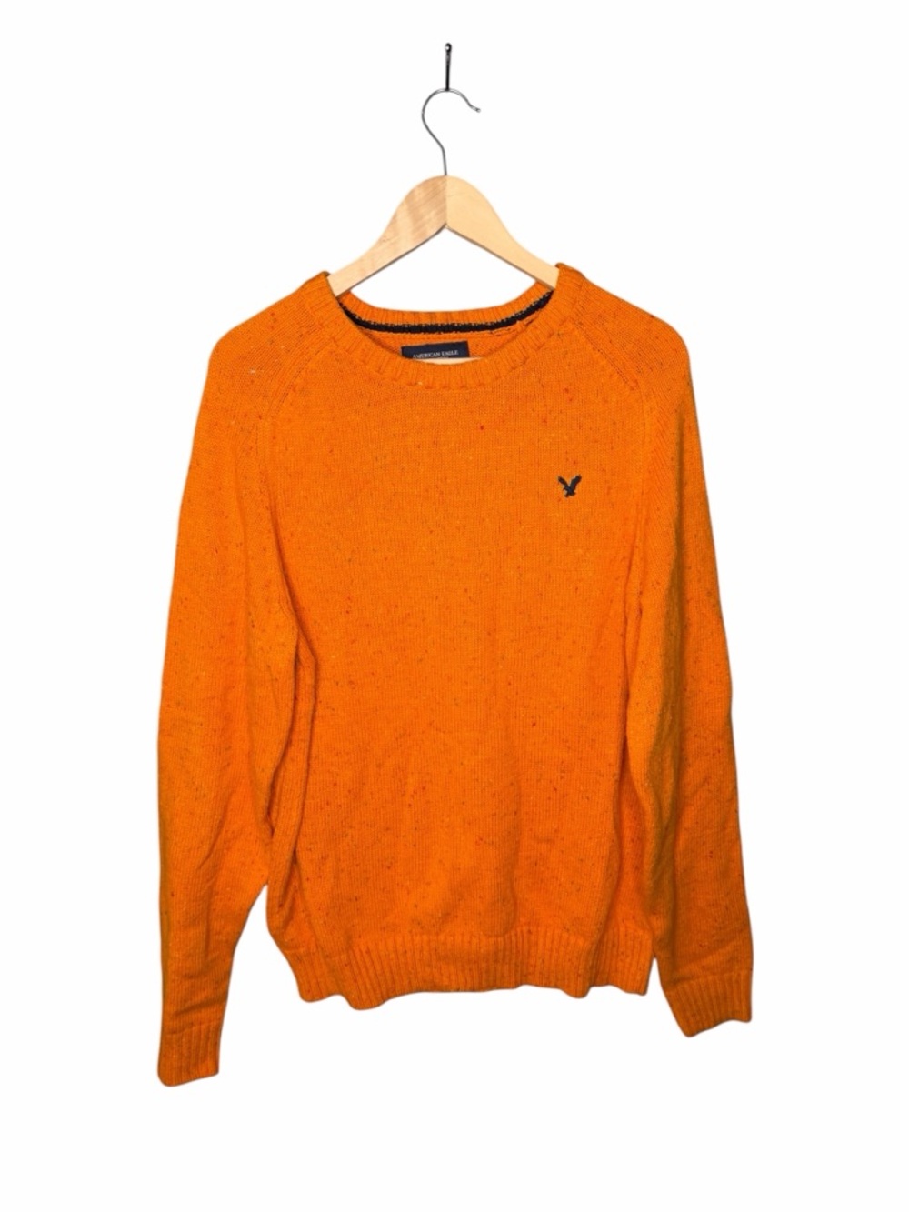NWT American Eagle Deadstock 2000s Orange Speckled Elbow Patch Knit Crewneck - Picture 2 of 12